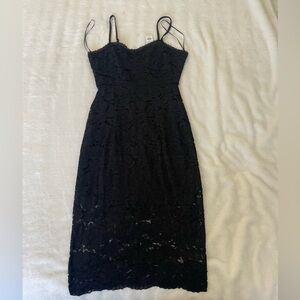 Francesca's Collections Black Lace Midi Dress